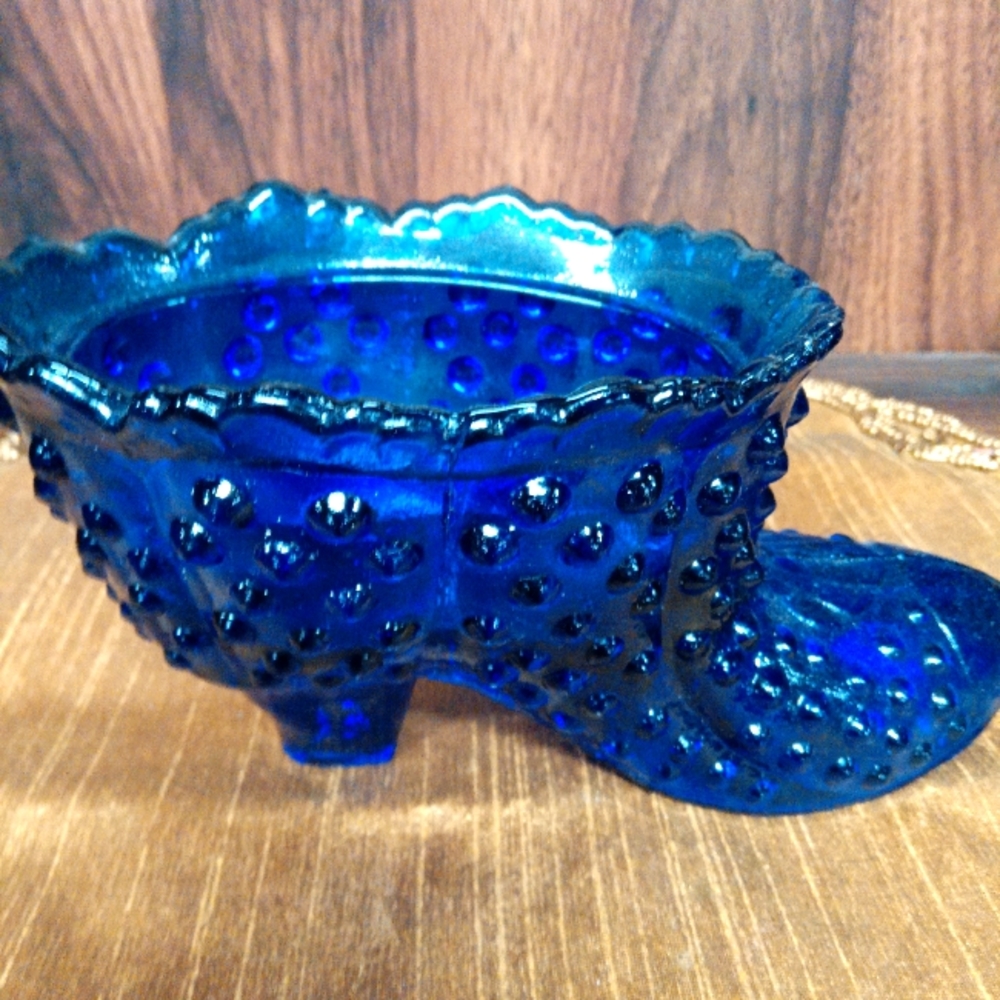 Vintage Fenton Cobalt Hobnail Boot